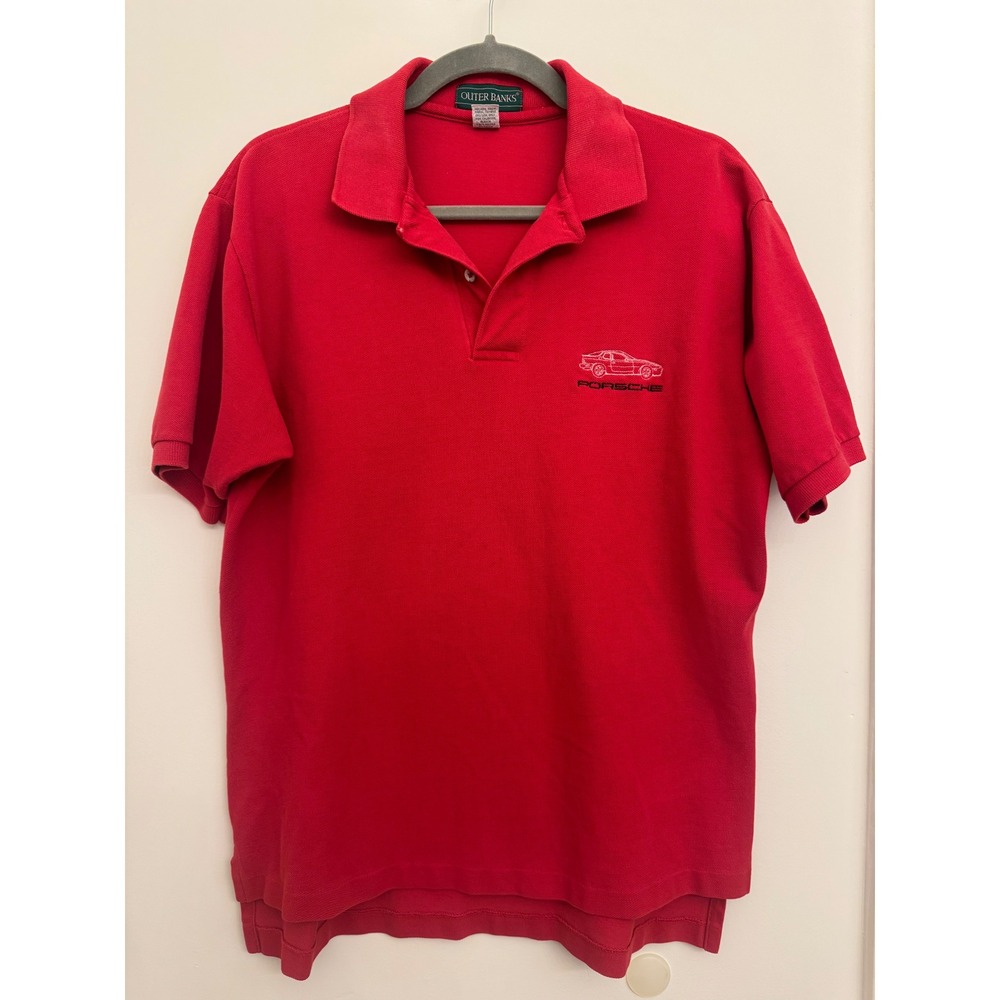 VTG‎ Porsche Embroidered Red Outer Banks Polo Shirt Size L